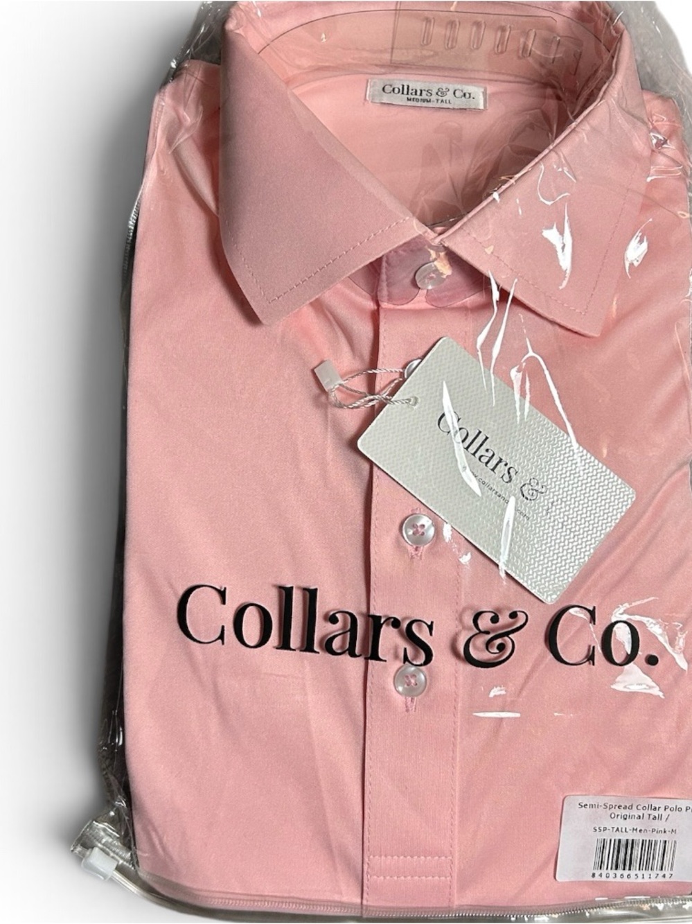 NWT Collars & Co. Semi-Spread Collar Polo Pink Men Size M Pink - Picture 2 of 6